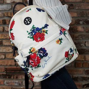 TORY BURCH Nylon Ella Floral White Red Backpack